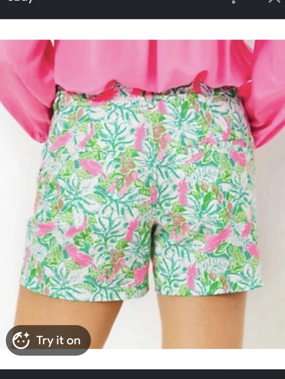 Lilly Pulitzer Pink & Green Floral Bermuda Shorts